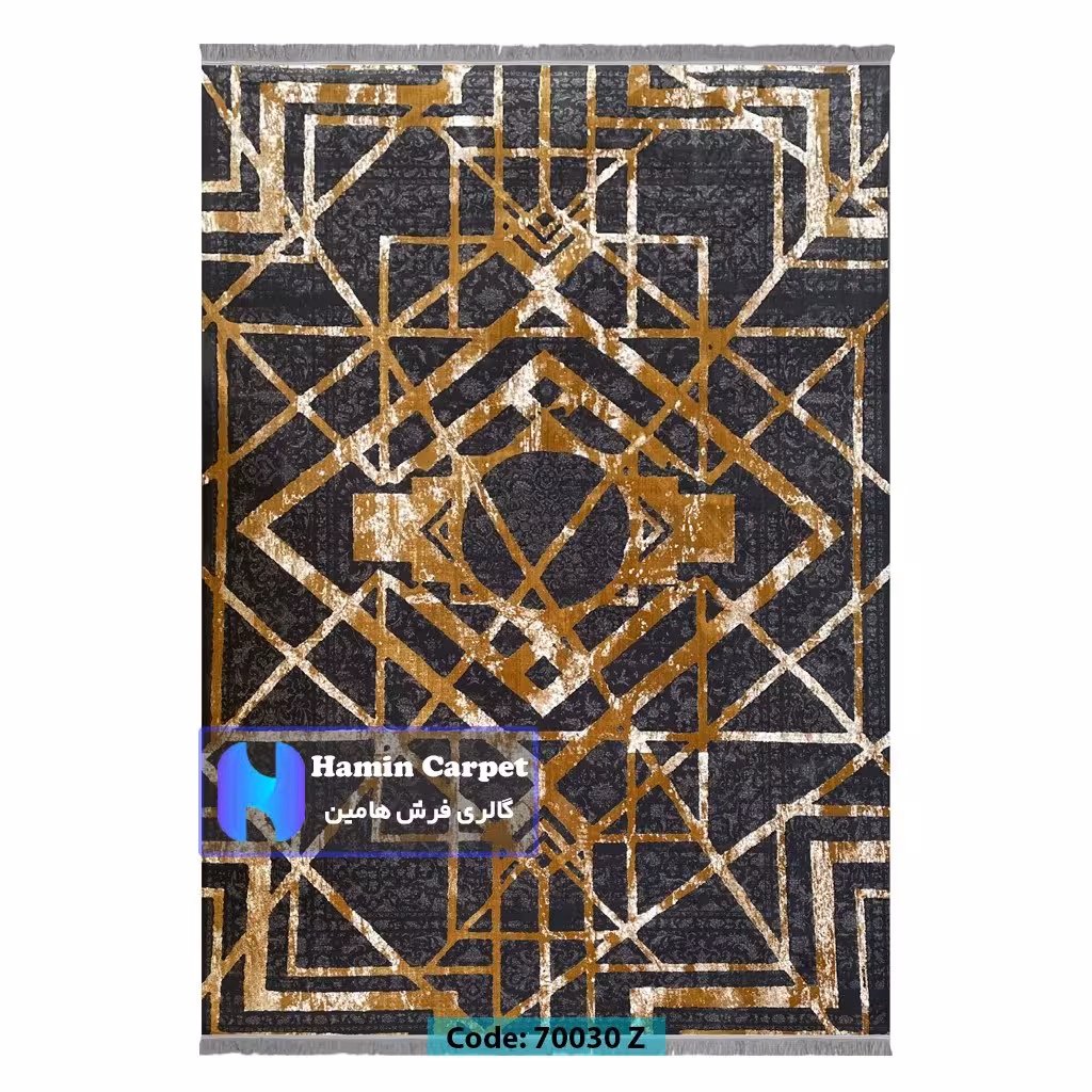 فرش 6 متری 700 شانه تراکم 2100 برجسته ذغالی طلایی کد SZ70030Z