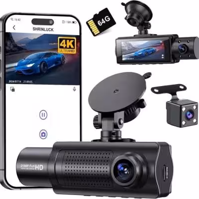 دوربین ثبت وقایع Shrinluck مدل X5 سه کاناله کیفیت 4K همراه با مموری