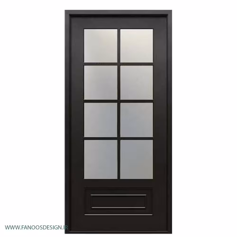 درب لابی ورودی دو لنگه چوبی شیشه خور  کد1162