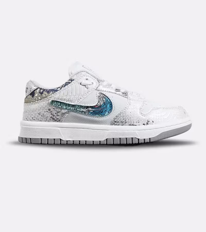 کفش کتانی مردانه و زنانه سفید آبی NIKE dunk low steam puppet مدل 7223