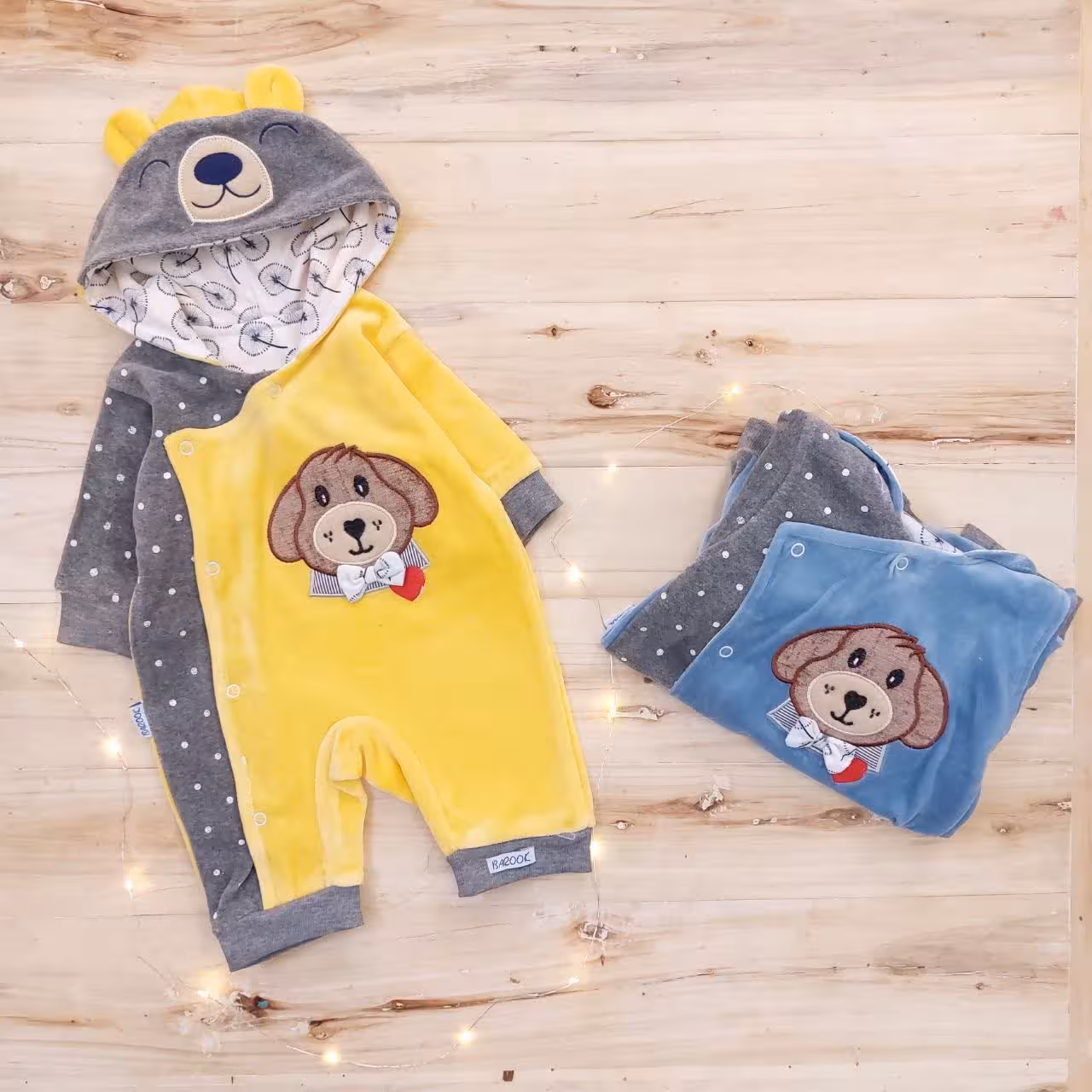 سرهمی کلاهدار مخمل طرح هاپو