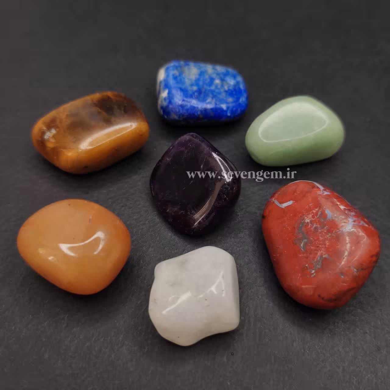 پک 61 گرمی تامبل سنگهای هفت چاکرا (کد57)