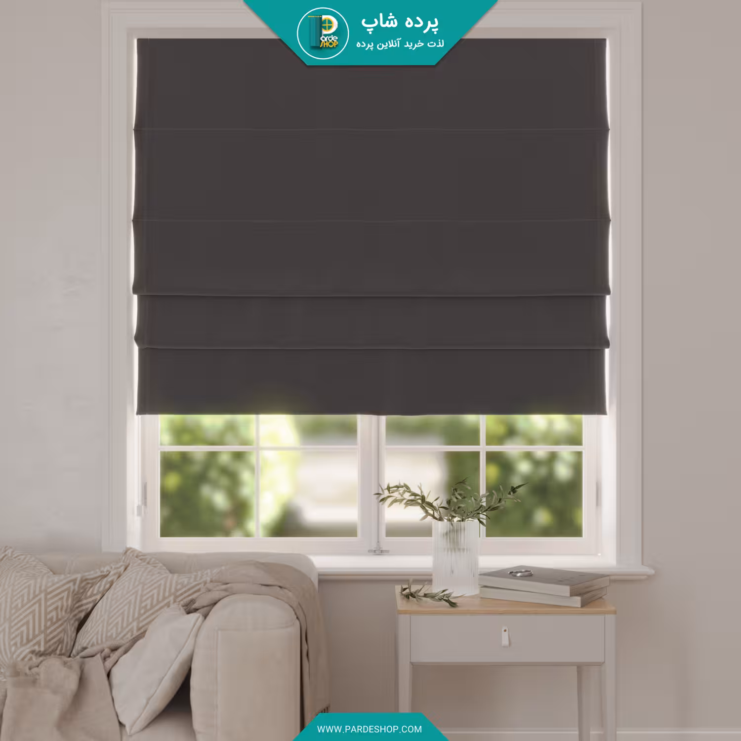 پرده رومن مخمل کلاسیک براق رنگ نوک مدادی