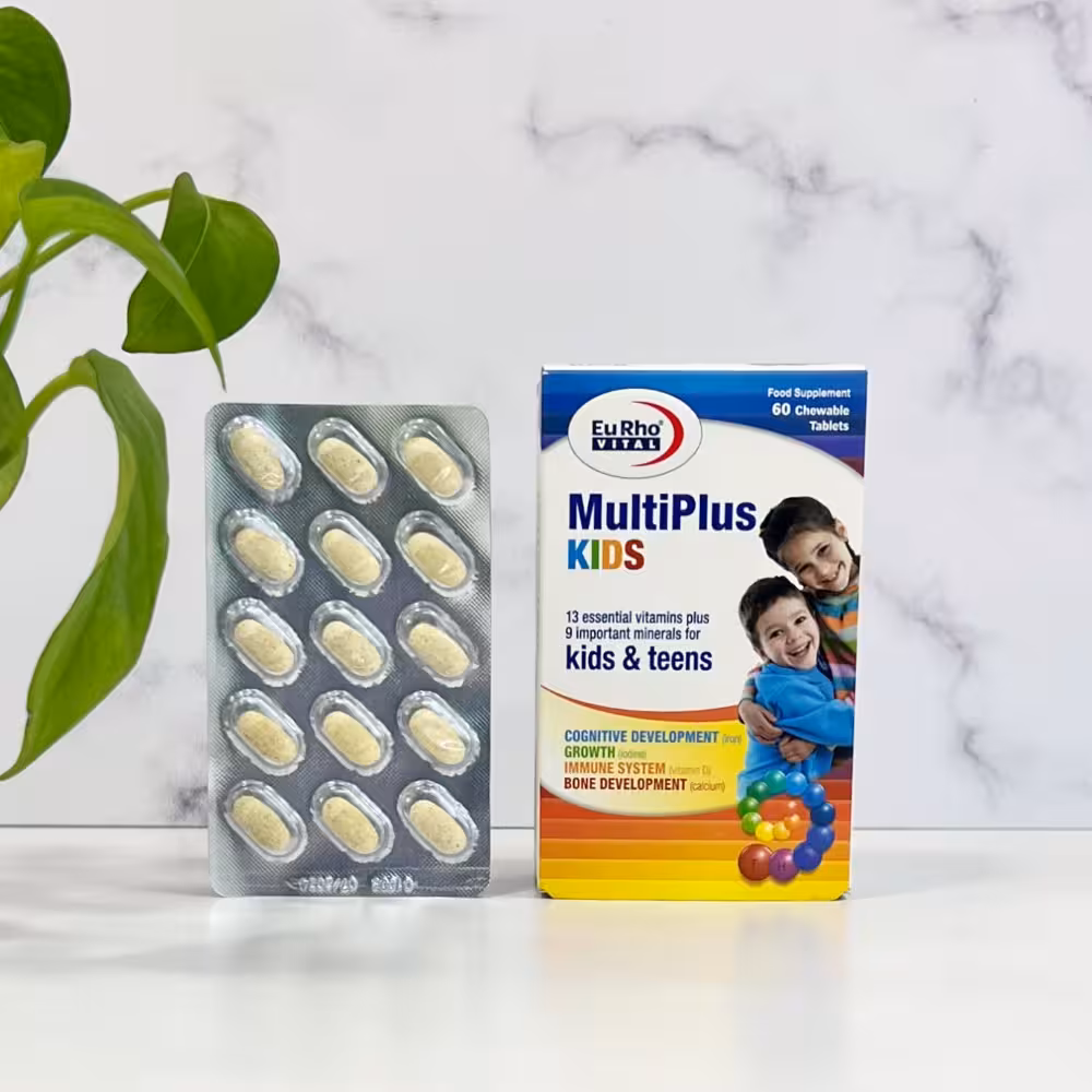 قرص جویدنی مولتی پلاس کیدز یوروویتال 60 عدد