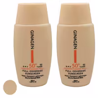 کرم ضد آفتاب رنگی ژیناژن SPF 50 مدل 02 محافظت‌کننده در برابر اشعه‌های UVA و UVB مناسب پوست‌های خشک و نرمال مجموعه حجم 50 میلی لیتر مجموعه دو عددی - کالاوما