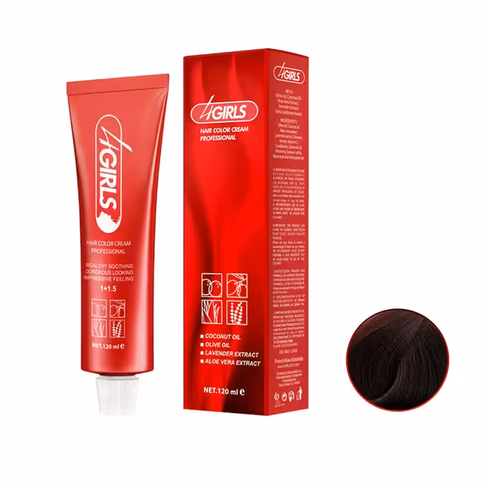 رنگ مو قهوه ای ماهاگونی متوسط فور گرلز سری ماهاگونی MA4 حجم 120ml