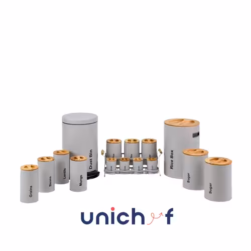 ست 16پارچه طوسی روشن درب بامبوUN-8058