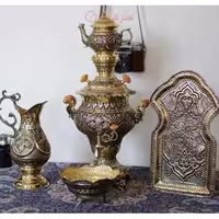 سرویس سماور قلمزنی برنجی 3 لیتری رنگ ثابت با ضمانت