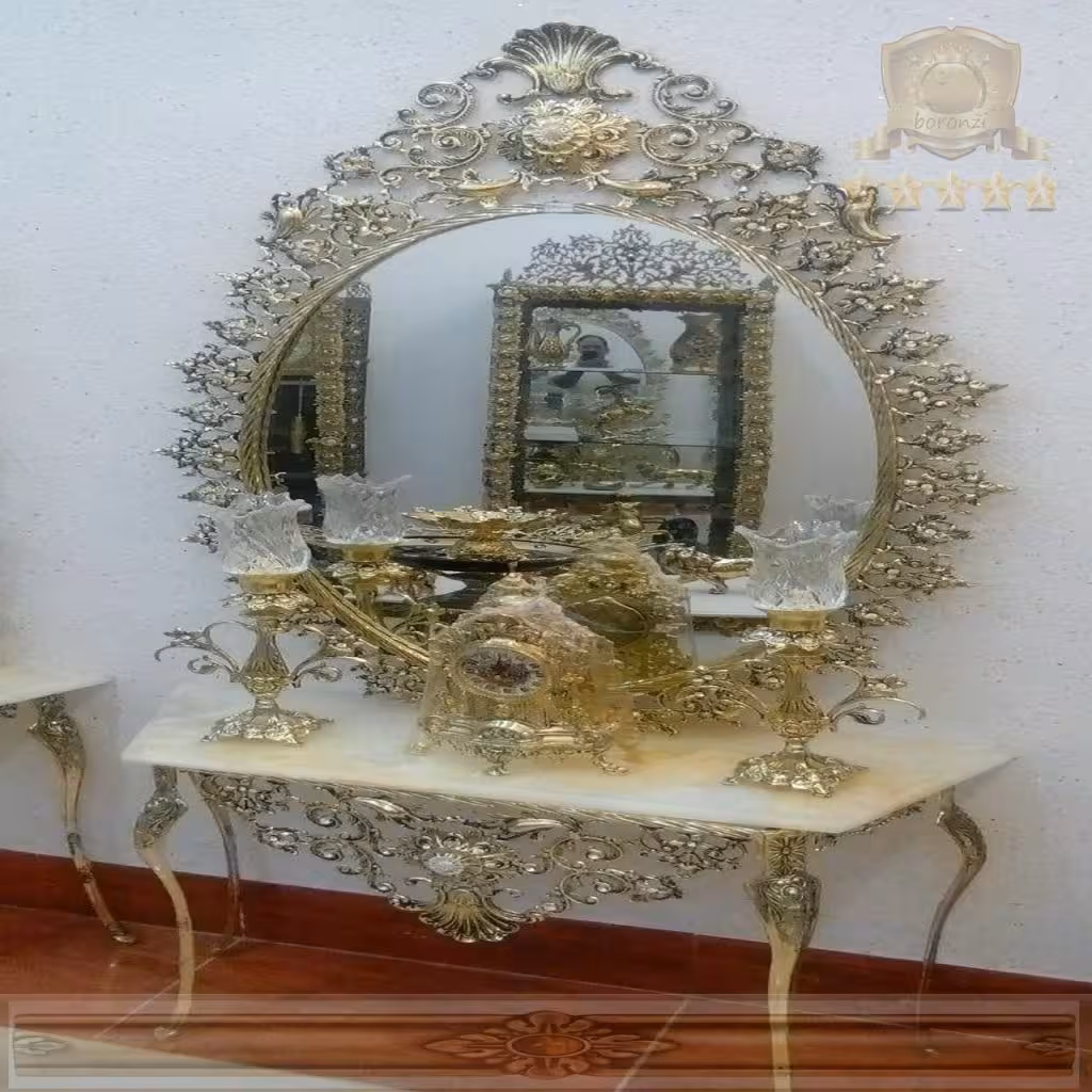 آینه کنسول برنزی بیضی کد 342