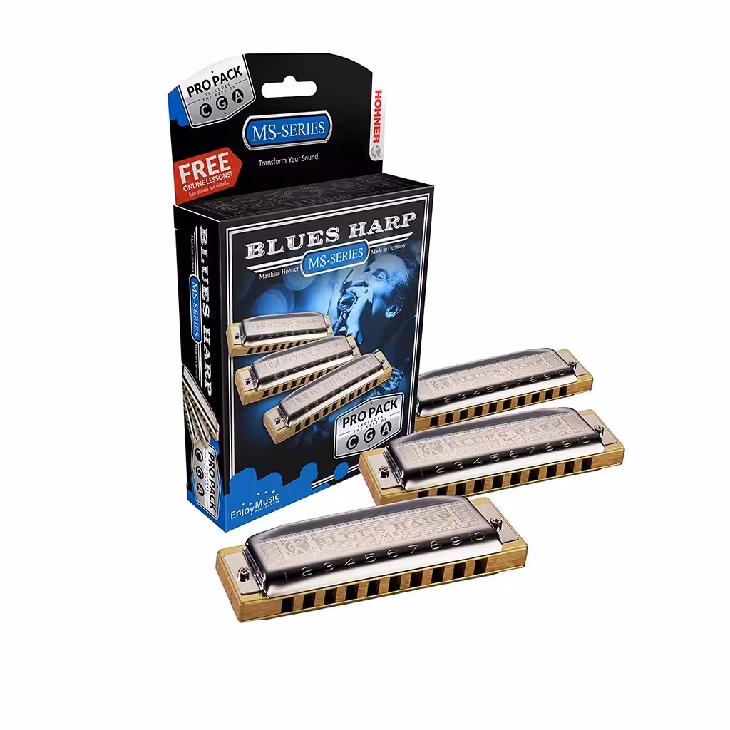 ست سازدهنی دیاتونیک هوهنر مدل بلوز هارپ C,G,AHohner Blues Harp Harmonica, Pro Pack, Keys of C, G, A