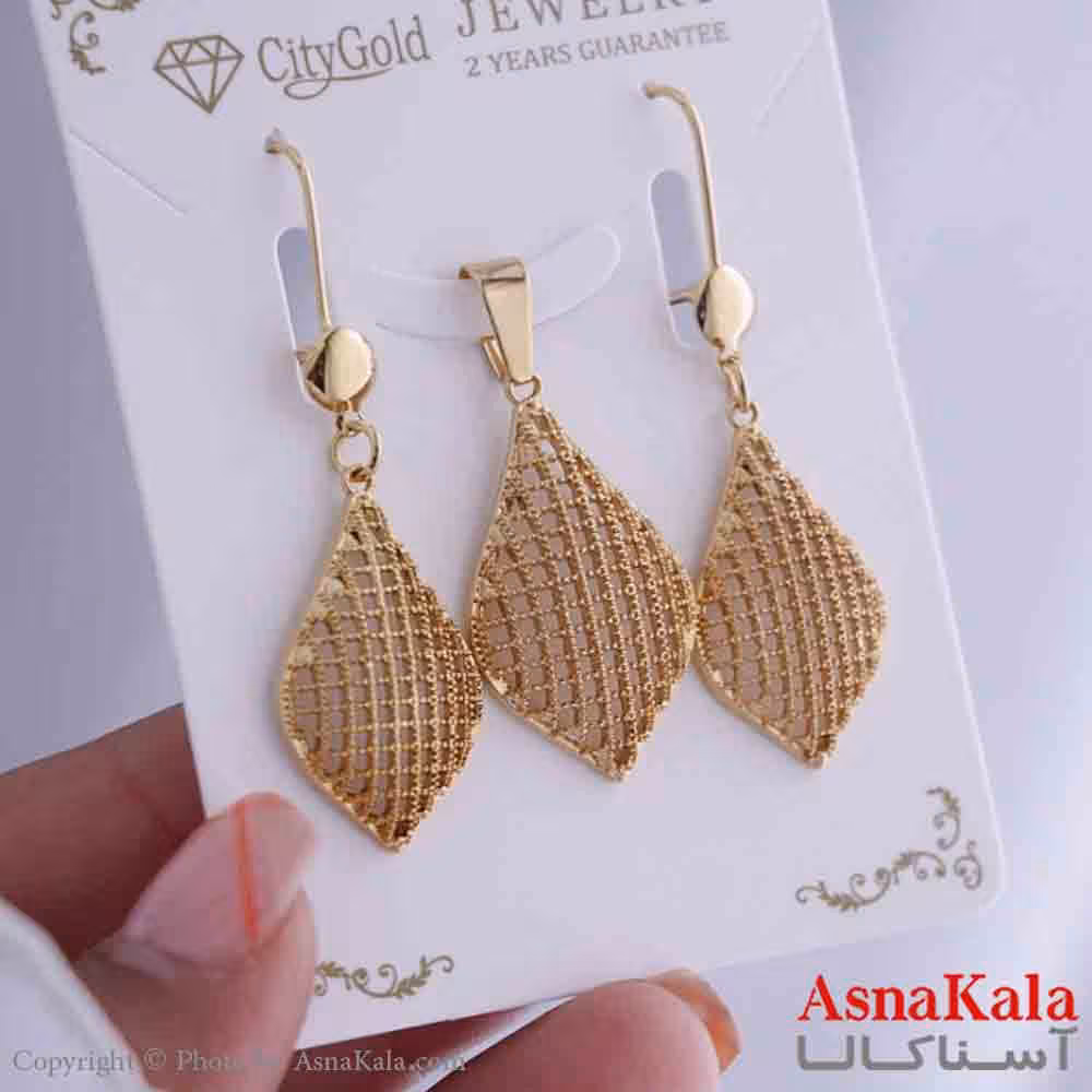 نیم ست زنانه برنجی شامل گردنبند و گوشواره   کد NIM141004W