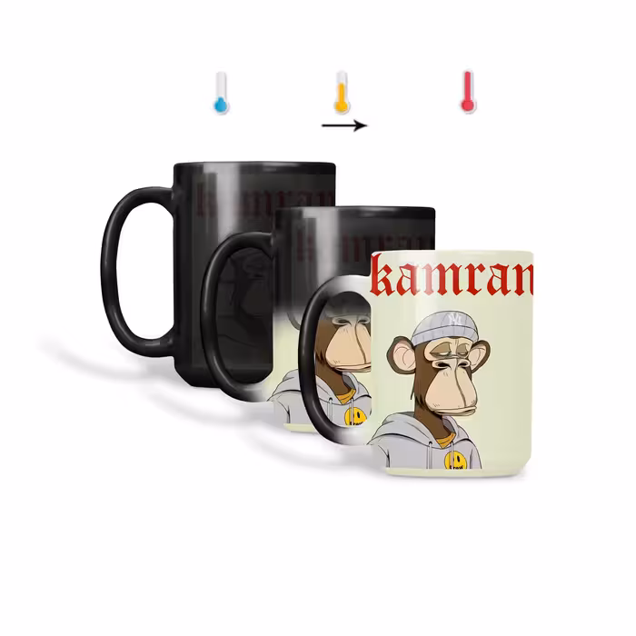 ماگ حرارتی طرح اسم کامران مدل میمون nft  