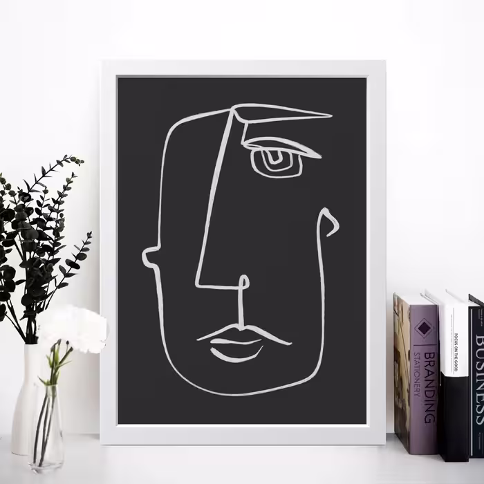 تابلو مدل دمینیمال Mad face کدS1658-w