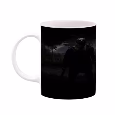 ماگ کاکتی طرح زمینه مشکی فانتزی مدل mgh19167