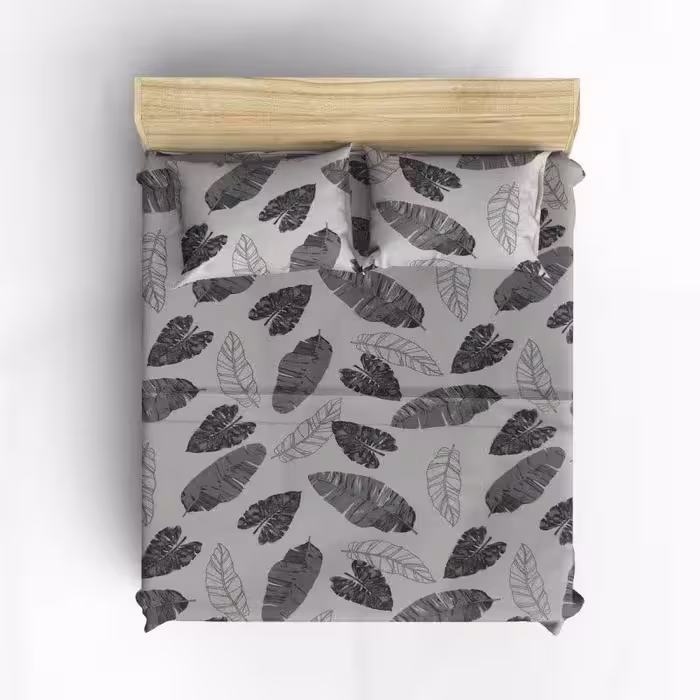 ملحفه مدل کشدار طرح برگ یک نفره  سایز 180x200 سانتی متر