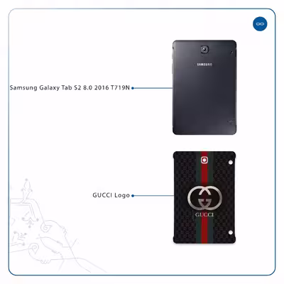 برچسب پوششی ماهوت مدل GUCCI-Logo مناسب برای تبلت سامسونگ Galaxy Tab S2 8.0 2016 T719N
