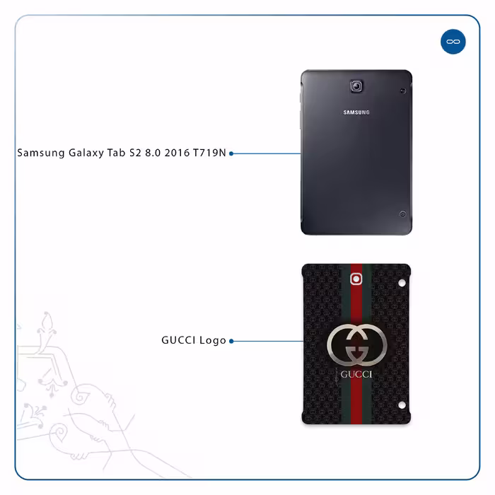 برچسب پوششی ماهوت مدل GUCCI-Logo مناسب برای تبلت سامسونگ Galaxy Tab S2 8.0 2016 T719N