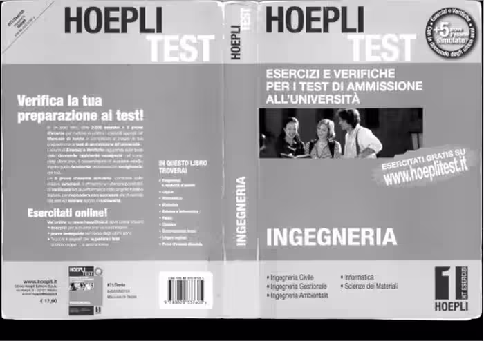 خرید و دانلود نسخه کامل کتاب Hoepli test-Esercizi e verifiche per il test di ammissione ingegneria