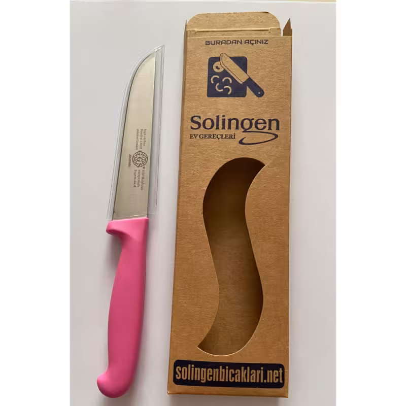 چاقوی آشپزخانه زولینگن (Solingen) با طول 24 سانتی‌متر و دسته صورتی – ساخت آلمان