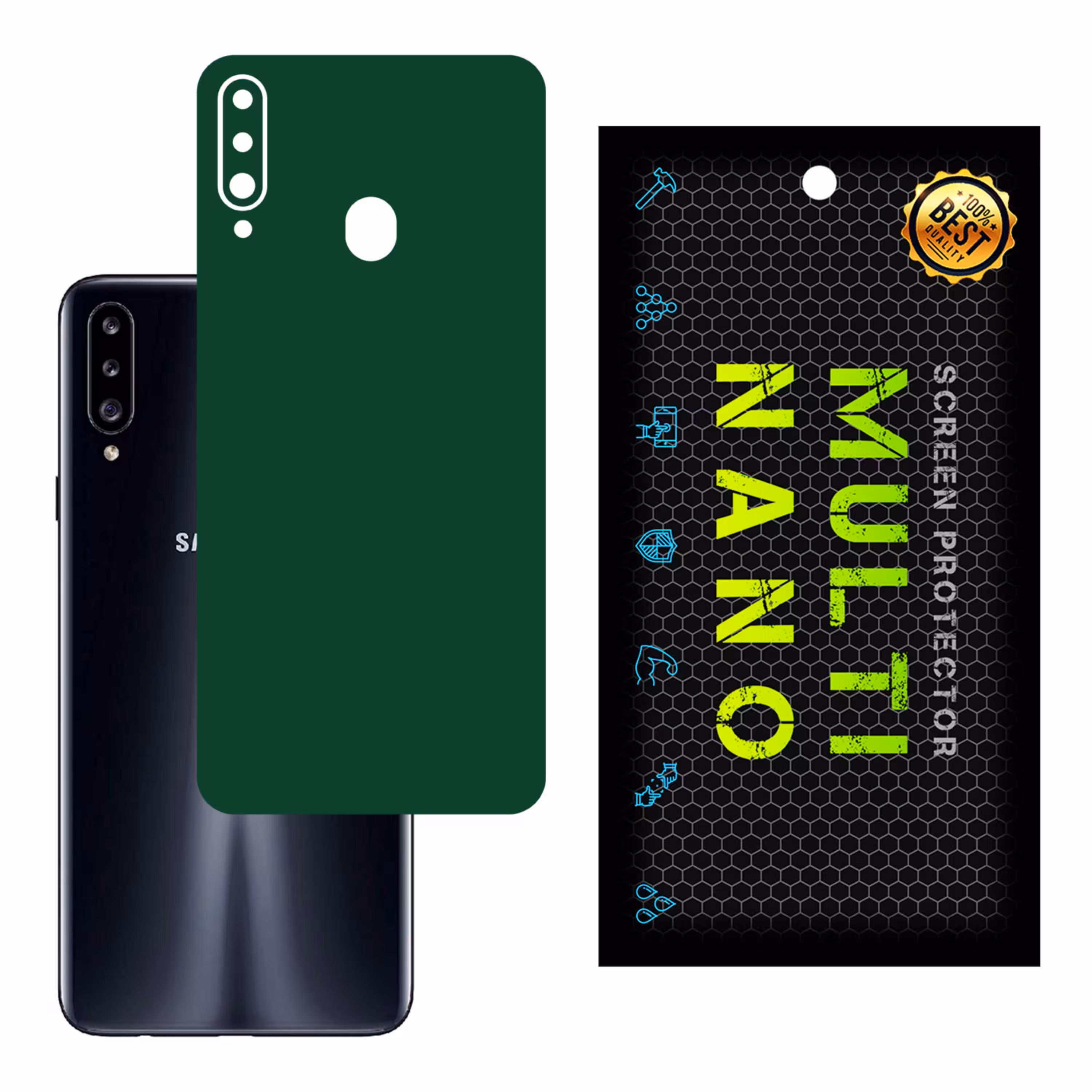 برچسب پوششی MultiNano مدل X-F1M-Green برای پشت موبایل سامسونگ   A20S