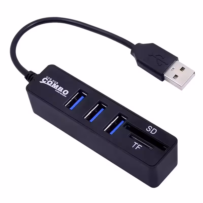 هاب 3 پورت USB 20 و رم ریدر کمبو کد 001