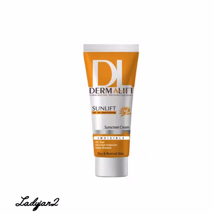 کرم ضد آفتاب بی رنگ پوست معمولی و خشک درمالیفت{مدل سانلیفت} | SPF50 | حجم 40ml