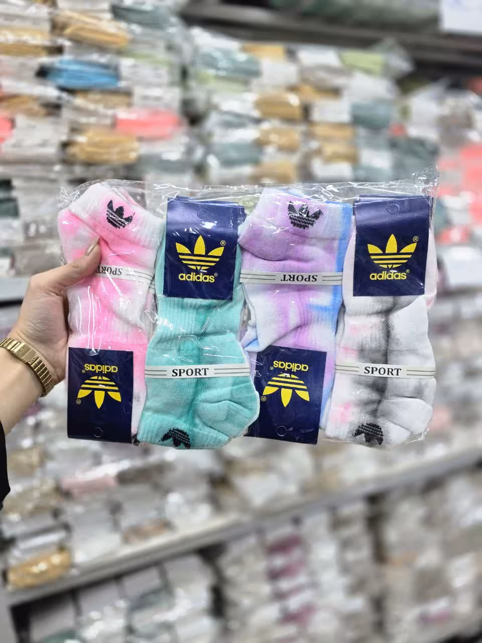 جوراب مچی اسپرت آبرنگی طرح آدیداس