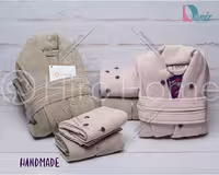 حوله ست دو نفره HANDMADE رنگ کالباسی و صدری