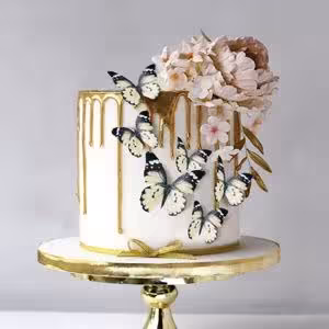 پروانه روی کیک سفیدمشکی تزیینی غیر خوراکی