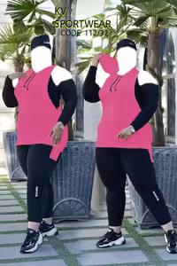 ست نیم تنه شلوار و کاور سایز بزرگ ورزشی زنانه Reebok کد 001