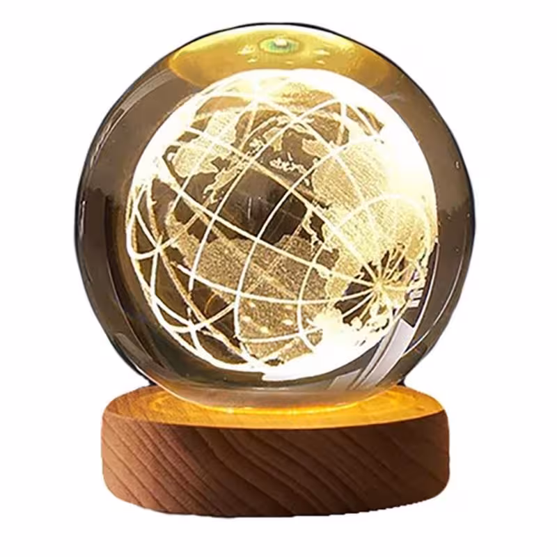 چراغ خواب مدل گوی شیشه ای 3D طرح کره زمین