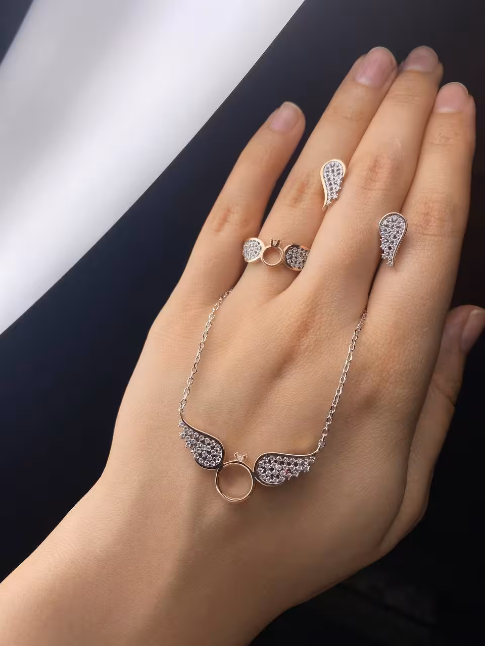 نیمست بال وارداتی نقره جواهری کد 00410