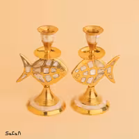 شمعدان جفت برنج و صدف 5219