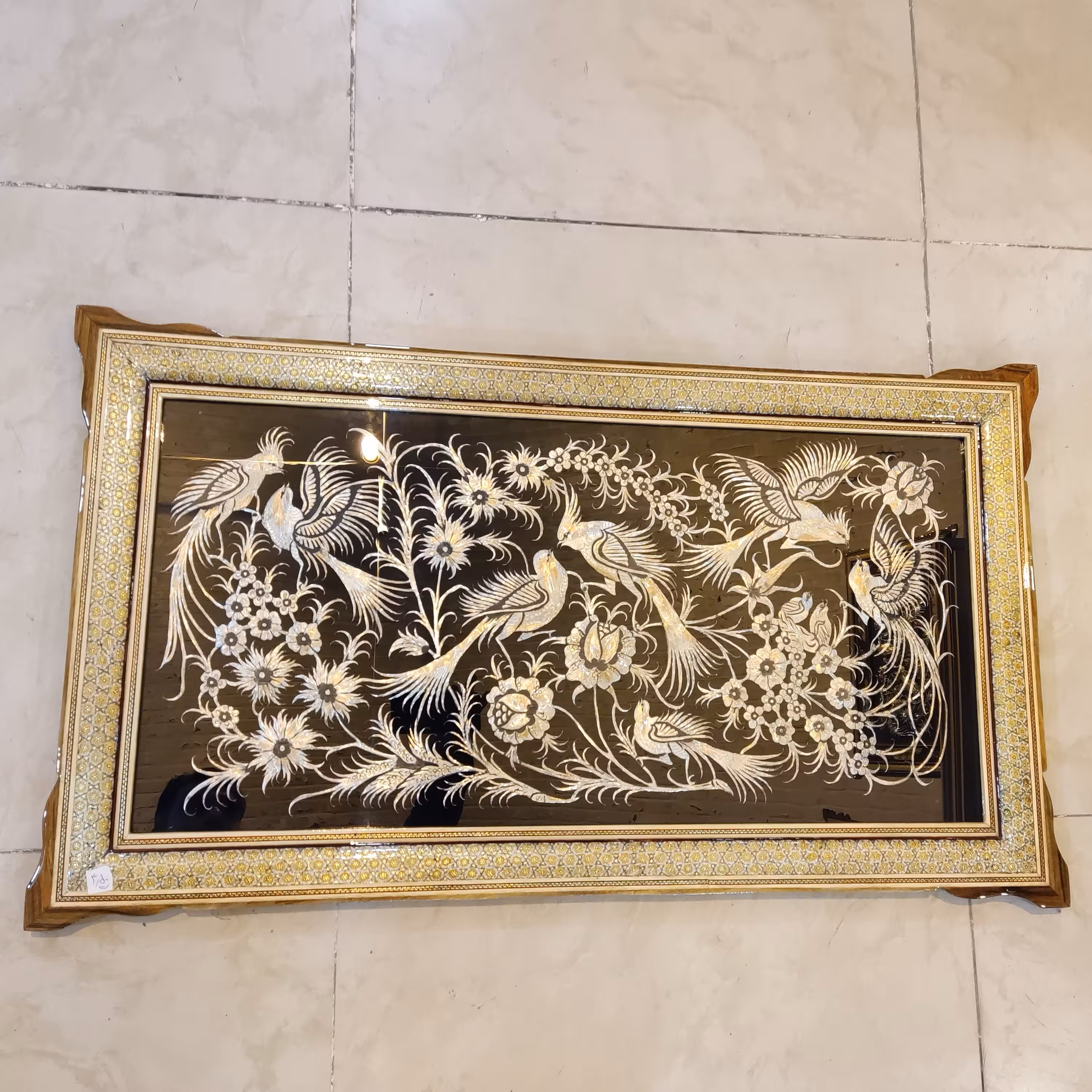 تابلو قلمزنی تمام خاتم سه گل 