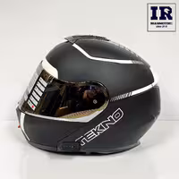 کلاه کاسکت بلوتوث دار فک متحرک تکنو Tekno - مشکی سفید مات   T6