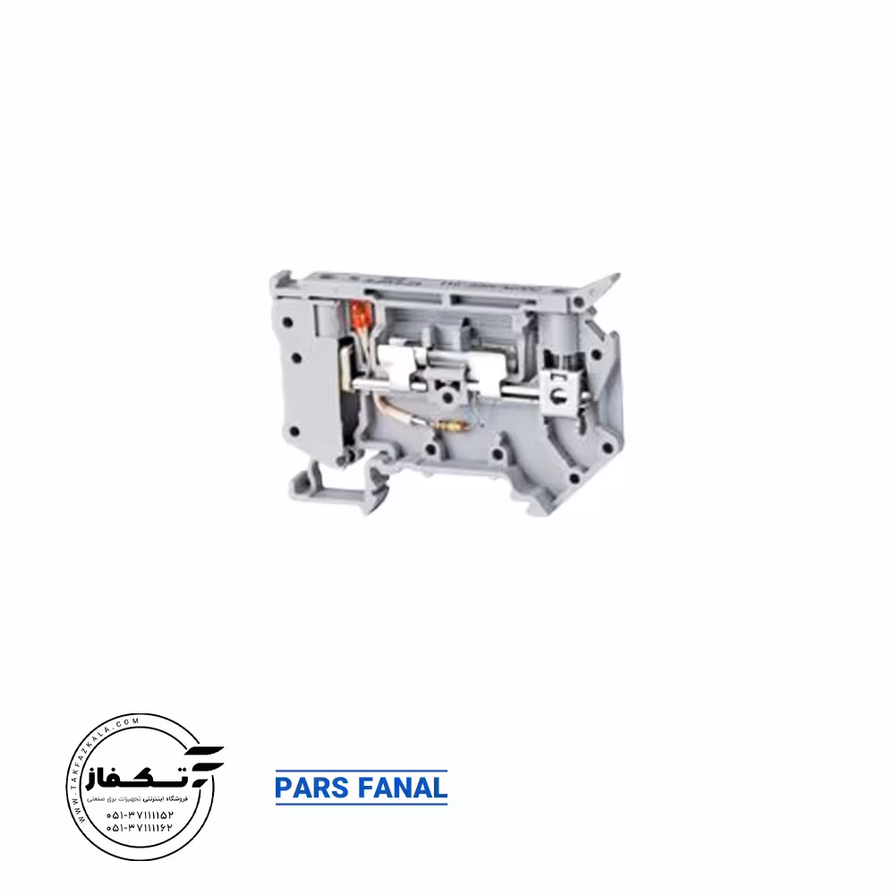 ترمینال ریلی فیوزی 4 mm چراغدار پیچی پارس فانال رنگ طوسی (110/220 VAC-DC)