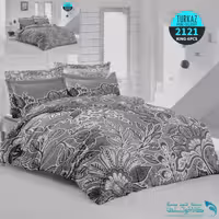 روتختی طرح گلدار طوسی دو نفره برند Turkaz کد 2121