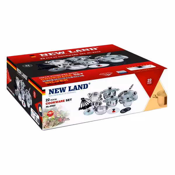 سرویس قابلمه استیل 22 پارچه نیولند NEWLAND NL-2952