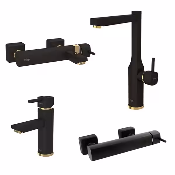 ست کامل شیرآلات شودر مدل یونیک مشکی