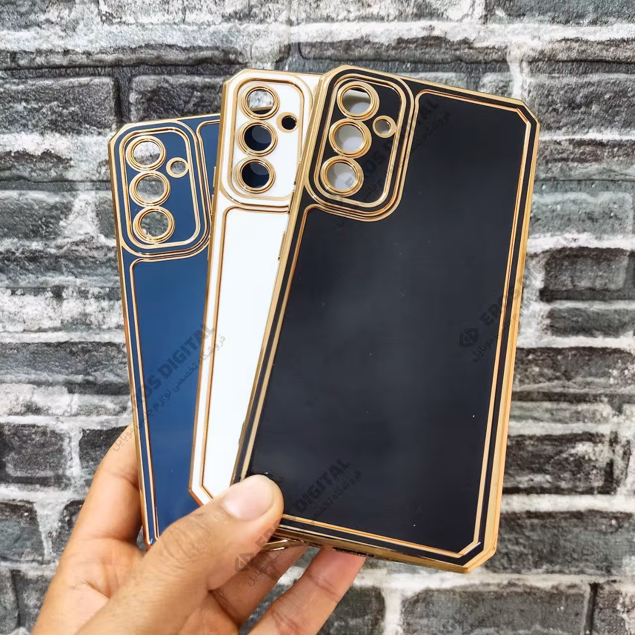 قاب مای کیس Samsung A34 دور طلایی 2 خط الکتروپلیتینگ