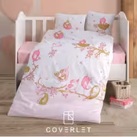 روتختی نوزادی صورتی و سفید طرح Singer Birds