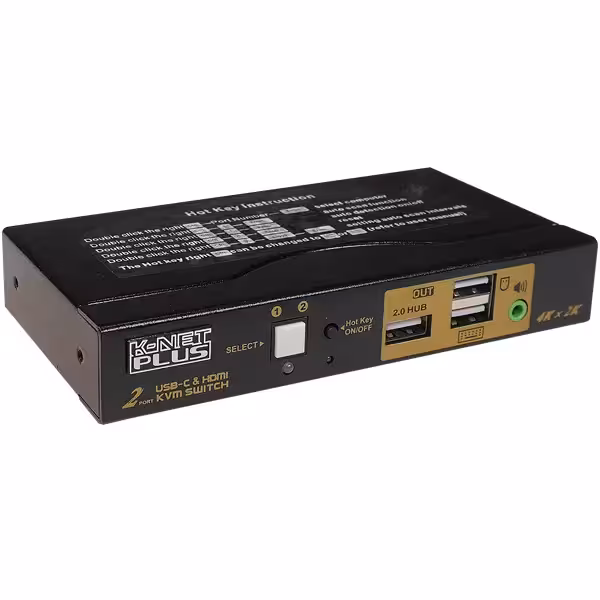 سوئیچ کی وی ام 2 خروجی اتومات HDMI USB-C & PC USB کی نت پلاس مدل KP-SWKCHD02