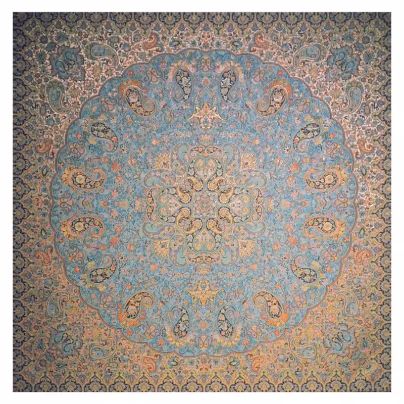 رومیزی مربع ترمه ابریشم تار سفید کد TRM114