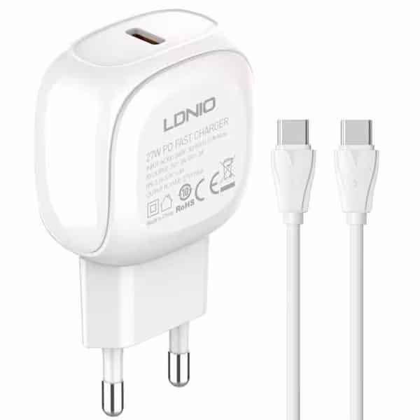 شارژر دیواری الدینیو مدل A1206C به همراه کابل USB-C