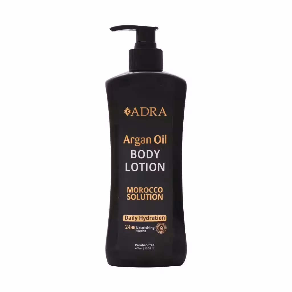 لوسیون بدن کرمی روغن آرگان آدرا پمپی 400 میلی لیتر Adra Argan Oil Body Lotion 400 Ml
