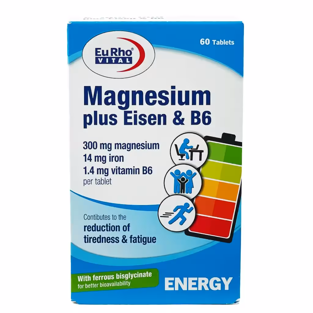 قرص منیزیم   آهن   ب6 یوروویتال - 60 عددی