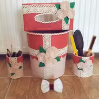 سطل اشغال وجادستمال کاغذی 4 عددی 