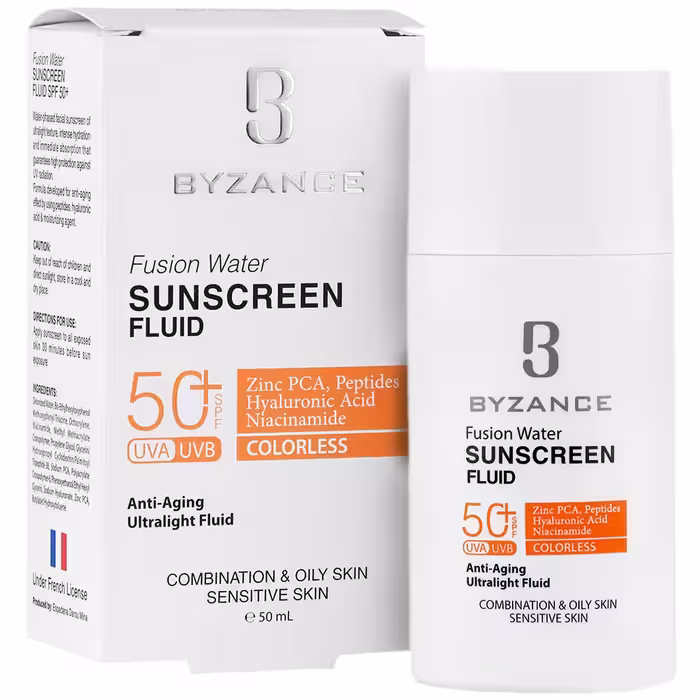 فلوئید ضد آفتاب فیوژن واتر SPF50 بیزانس BYZANCE FUSION WATER SUNSCREEN FLUID
