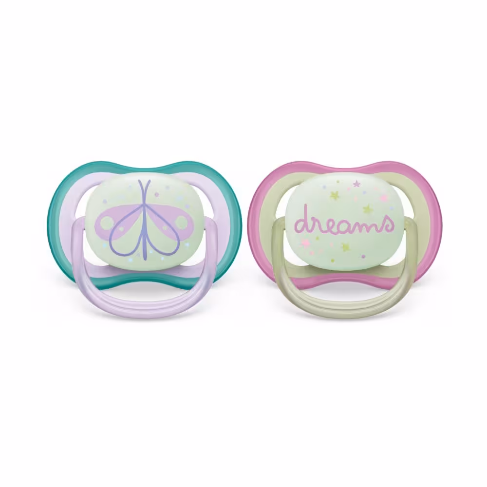 پستانک ارتودنسی شب تاب  6-0 ماه فیلیپس اونت Philips Avent بسته دو عددی  SCF376/19