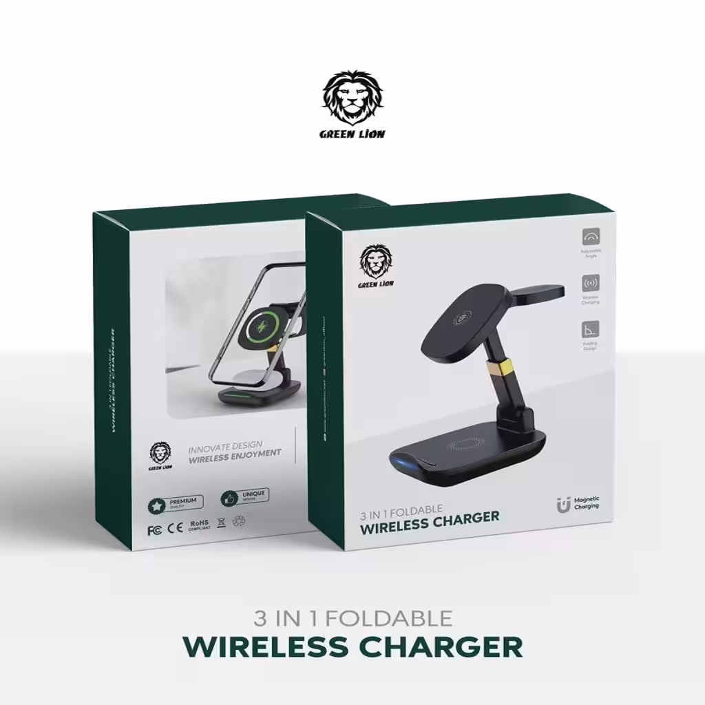 شارژر بی سیم 3 کاره تاشو گرین Green 3IN1 Wireless Charger